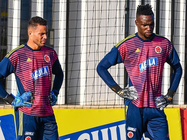 José Luis Chunga y Juan Moreno en el primer entrenamiento del microciclo de Reinaldo Rueda.