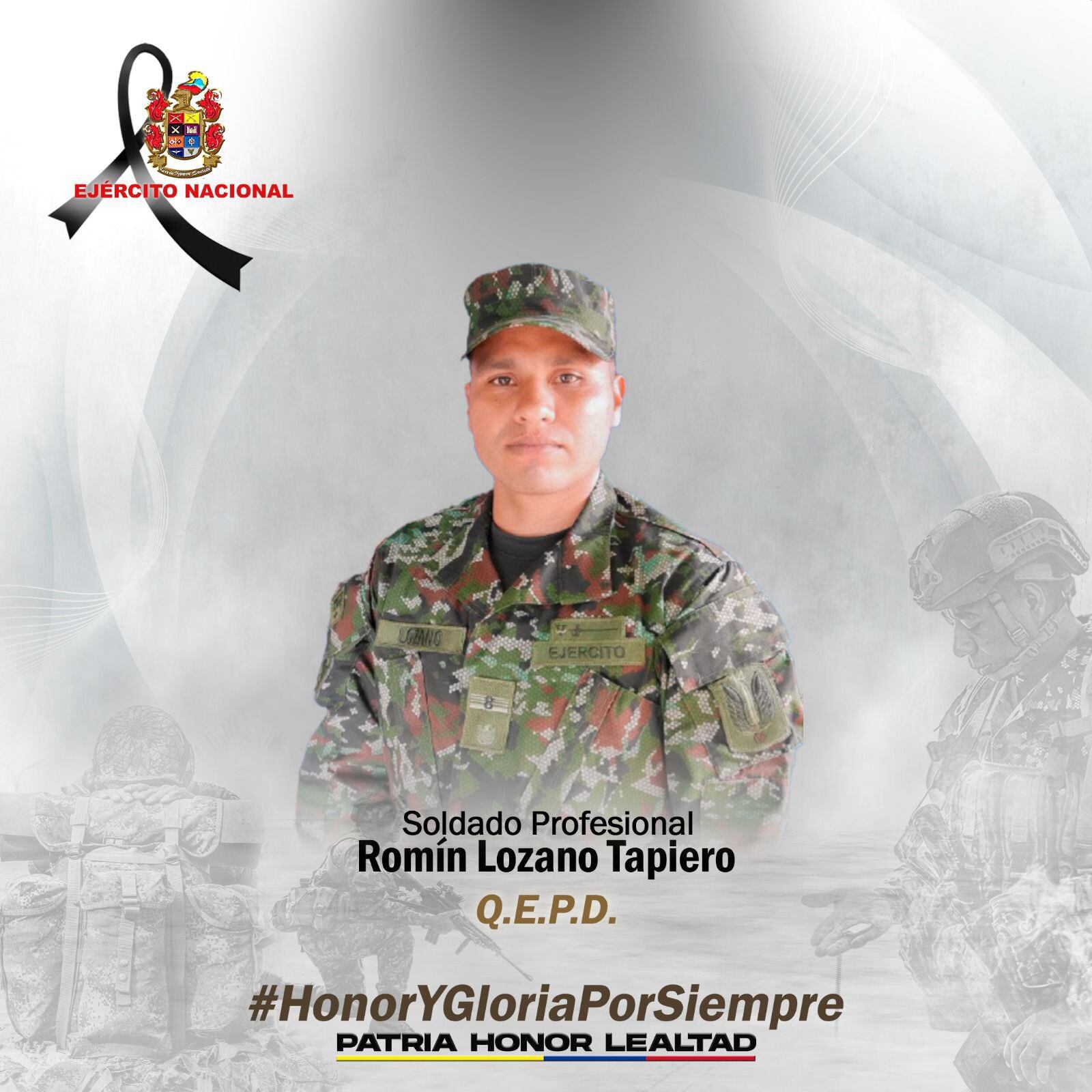 soldado asesinado en Nariño. Foto. Ejército Nacional