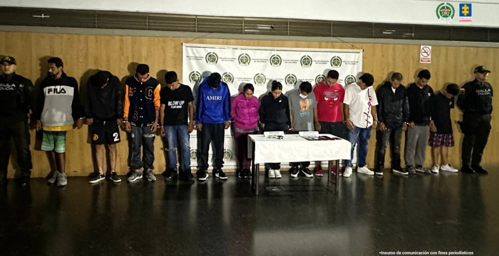 Presuntos integrantes del GDCO Los Mondongueros. Foto: Fiscalía General de la Nación.