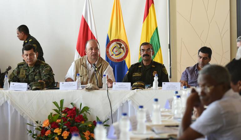 El ministro de Defensa, Luis Carlos Villegas, durante el consejo de seguridad en la Gobernación del Atlántico.