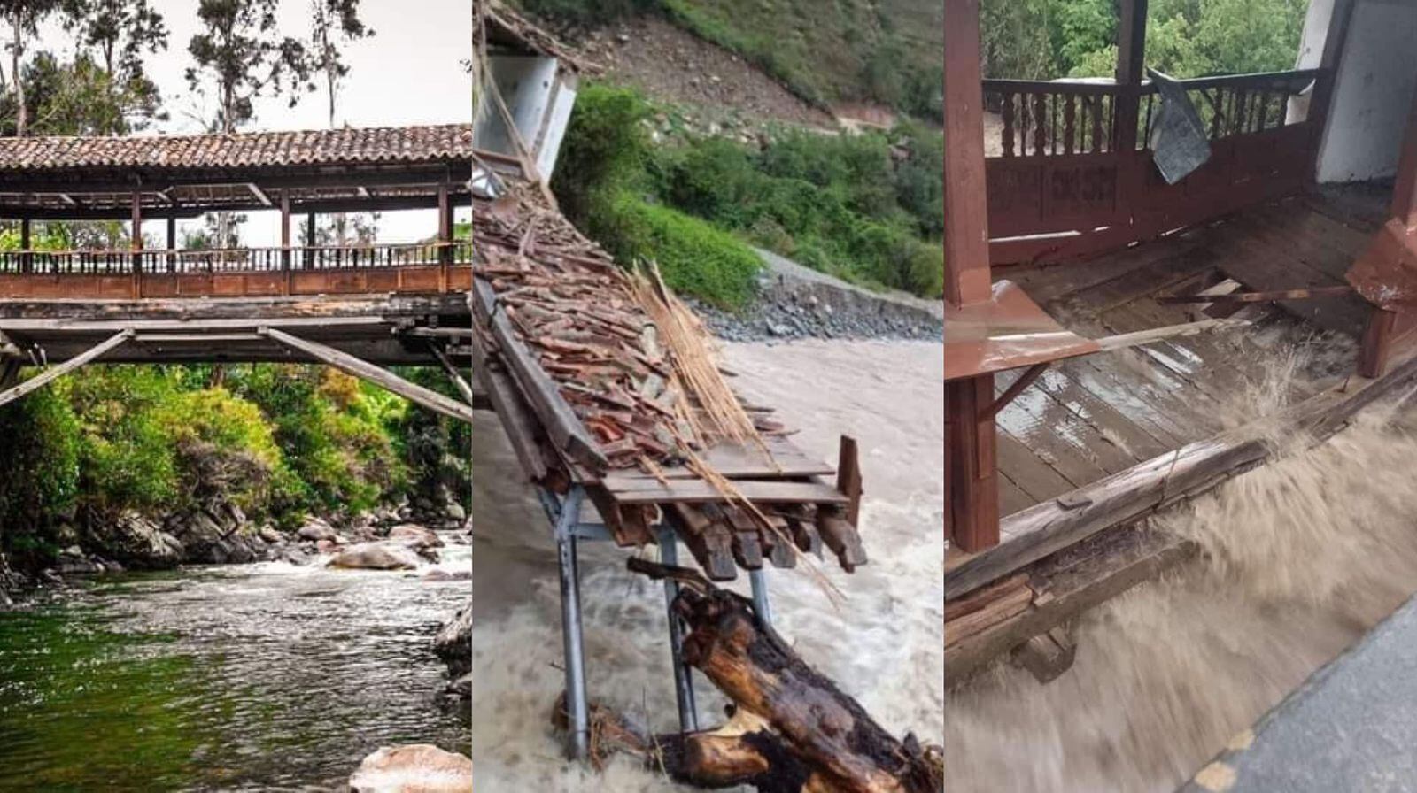 Puente real en Chitagá destruido por creciente súbita / Foto: Archivo