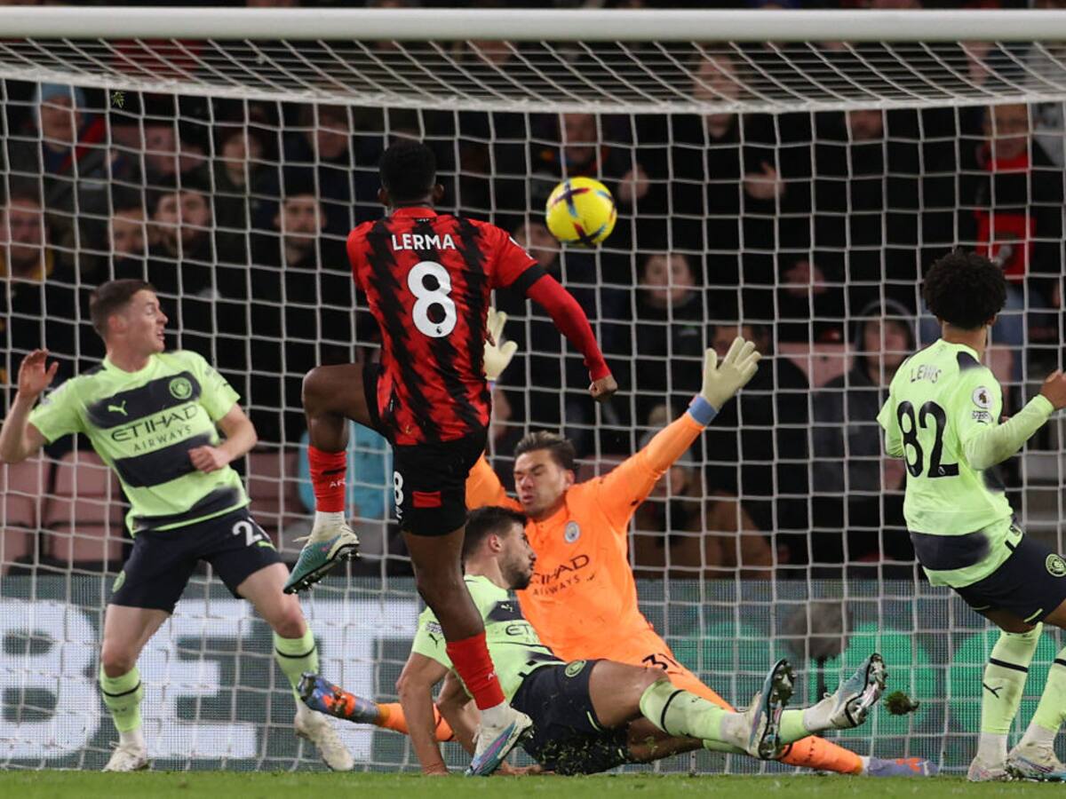 Jefferson Lerma le anotó al Manchester City, pero el Bournemouth terminó goleado