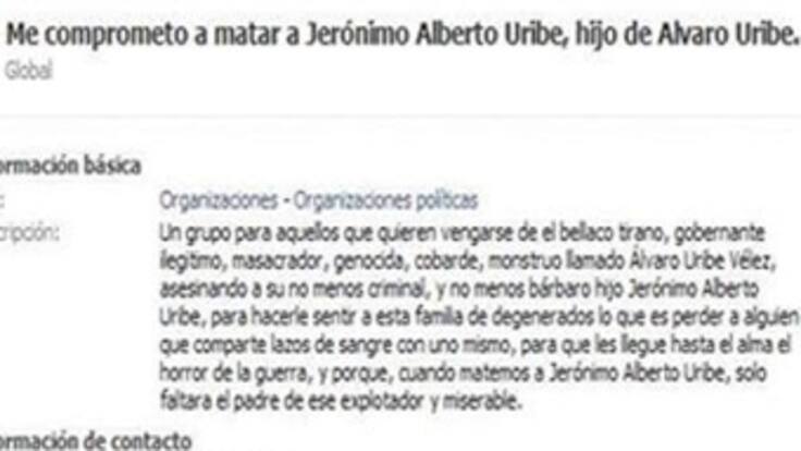 Capturan al presunto autor de grupo en Facebook que amenazaba a hijos del presidente Uribe