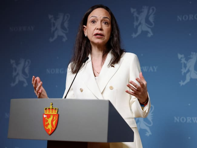 Maria Corina Machado en Oslo. Foto: Odd ANDERSEN / AFP)