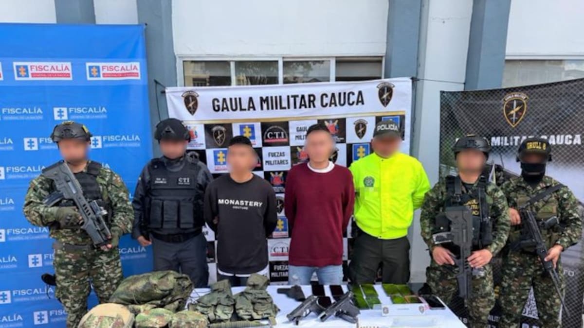El Gaula capturó a dos presuntos delincuentes que estarían al servicio de las disidencias en Cauca