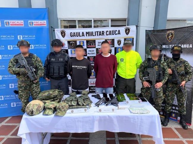 Capturados por el Gaula Militar en el Cauca. Crédito: Gaula Militar.