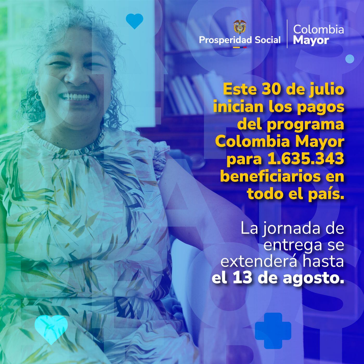 El próximo 30 de julio iniciarán los pagos del programa Colombia Mayor. Foto: Prosperidad Social.
