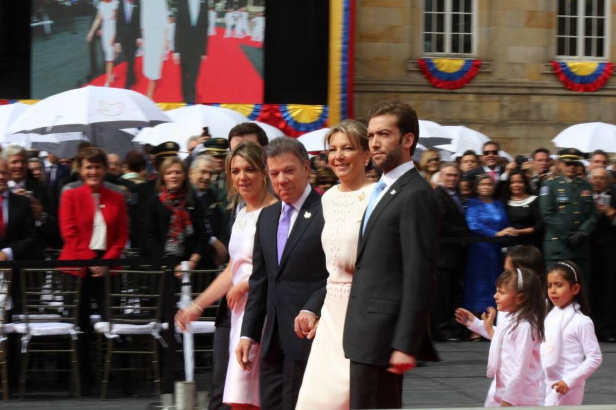 El presidente Juan Manuel Santos su esposa Maria Clemencia y su hijos Martín, Maria Antonia y Estebán.