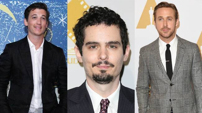 Milles Teller, Damien Chazelle y Ryan Gosling. Foto: Getty images.