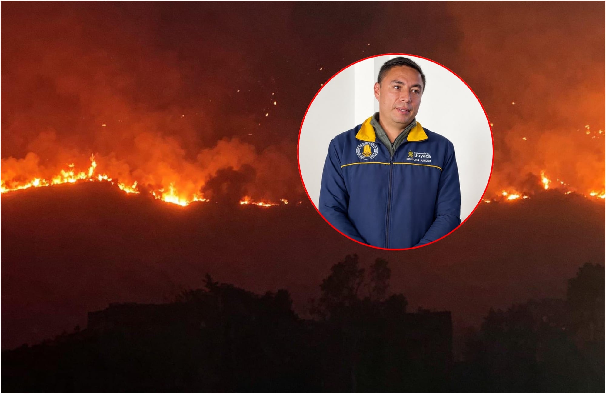 El director de la Unidad de Gestión del Riesgo del Departamento de Boyacá, José Castro, entregó detalles del incendio forestal en Villa de Leyva. Foto: Gestión del Riesgo de Desastres de Boyacá/ suministrada.