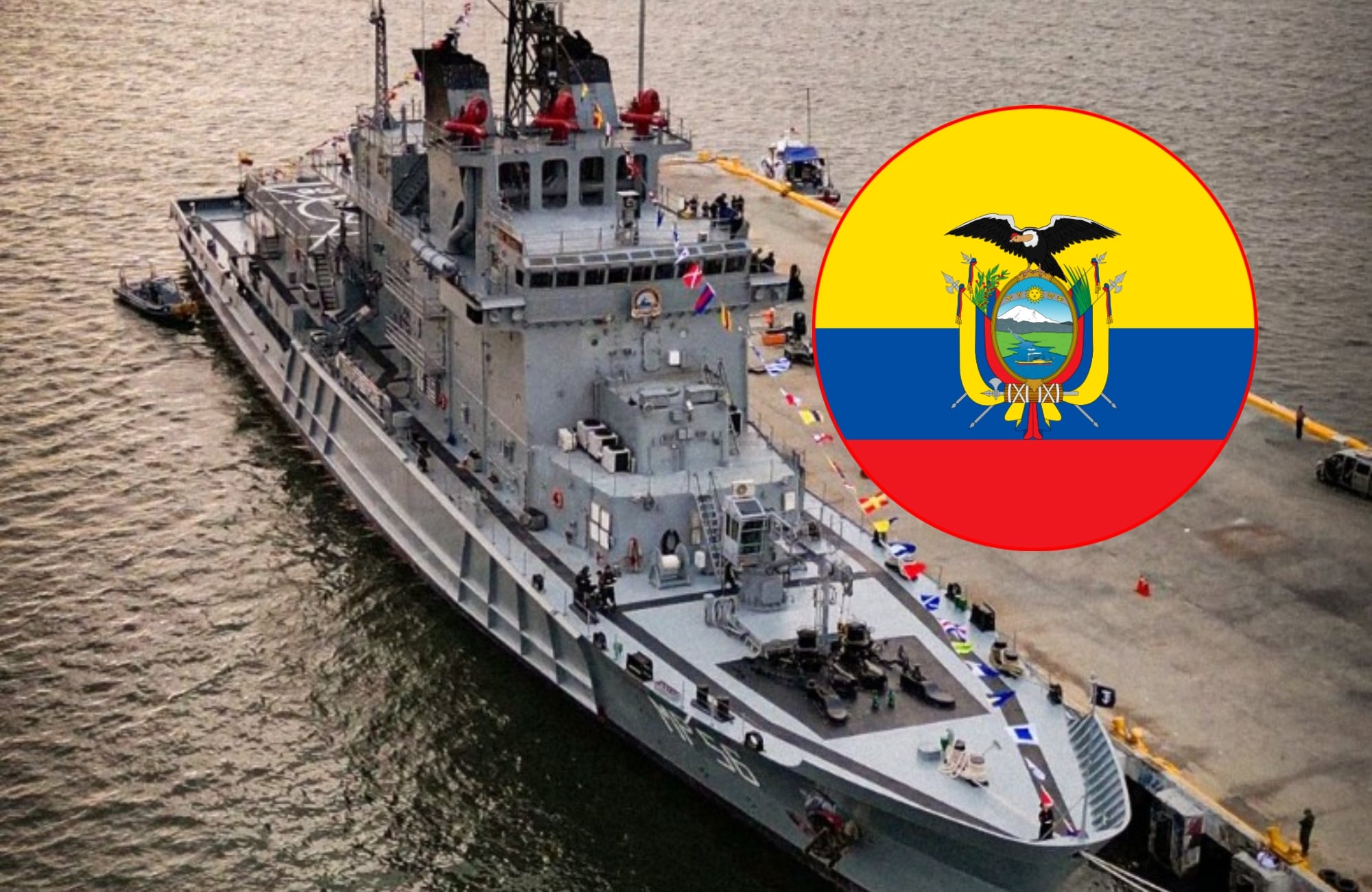 Ecuador incorpora ‘megabuque de guerra’ a lucha contra las mafias y el crimen organizado.
