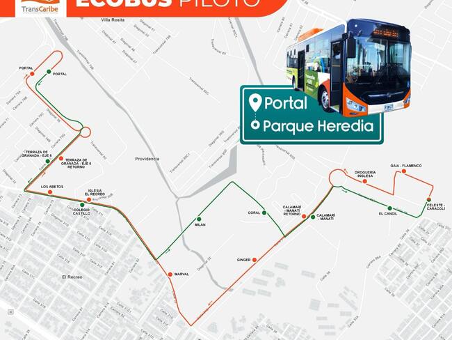 Desde este lunes rodará ruta experimental Portal – Parque Heredia, del Ecobús Piloto de Transcaribe