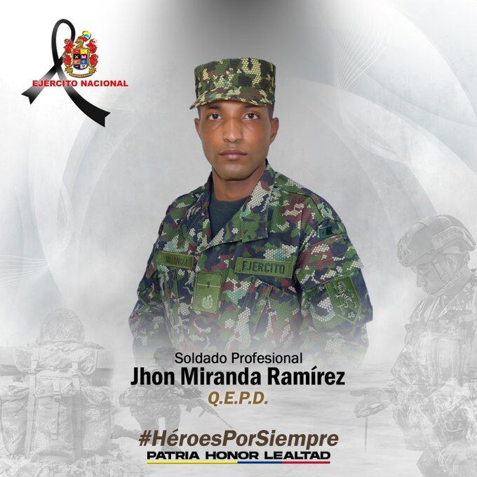 Soldado murió al pisar una mina instalada por el Clan del Golfo en Chocó. Foto: Ejército Nacional.