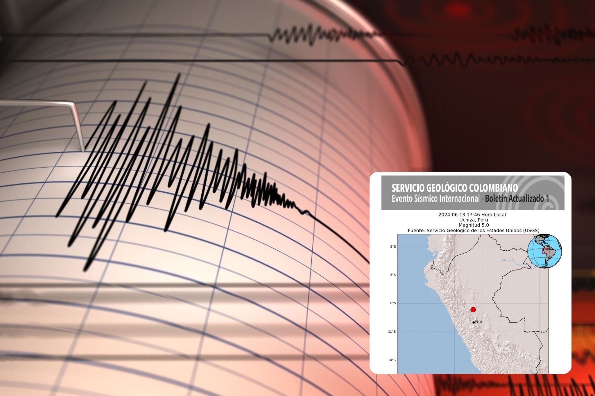 Imagen de referencia sobre temblor e imagen del SGC. / Fotos: Getty Images y SGC