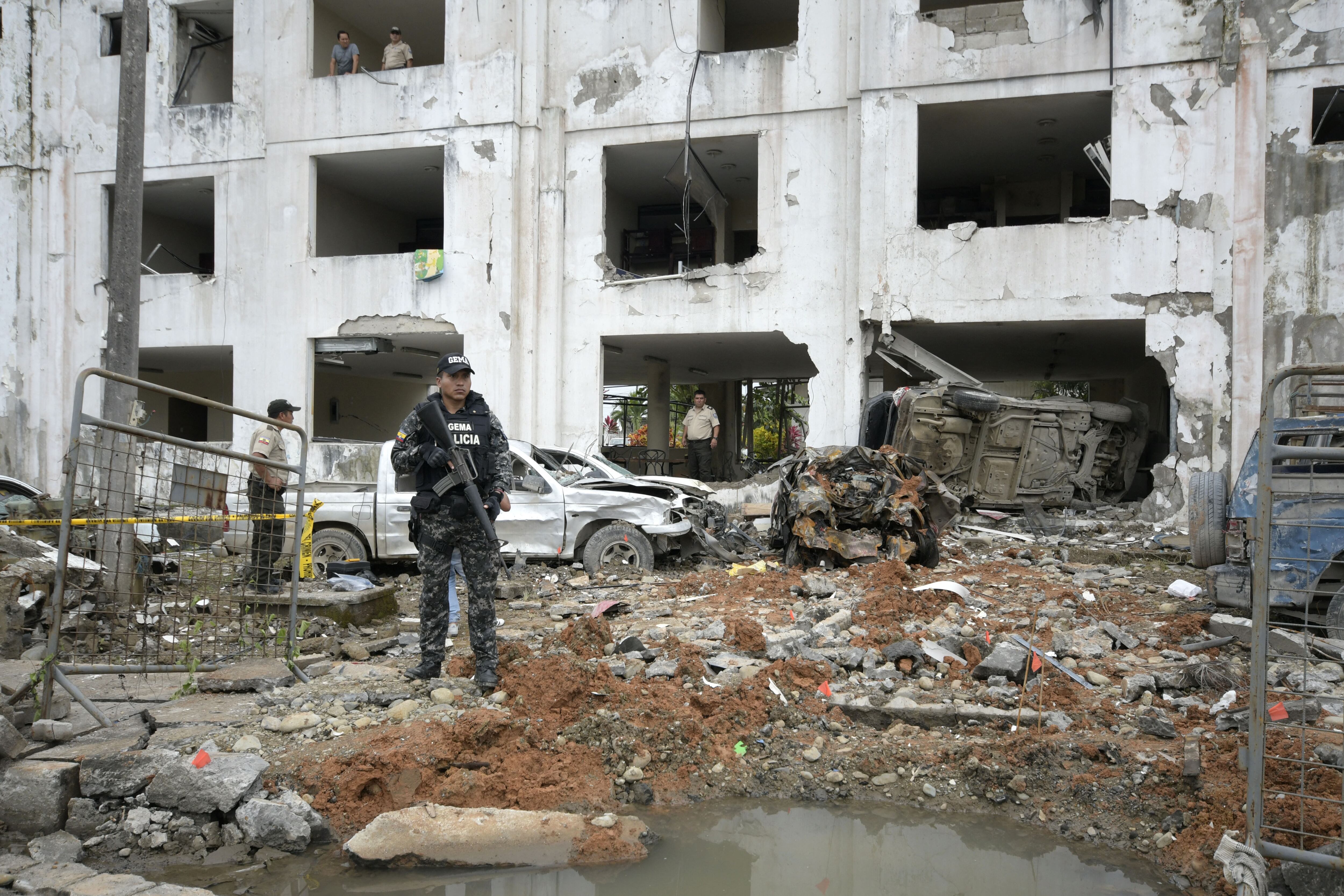 Detonación de carro bomba en Esmeraldas, Ecuador el 28 de enero de 2018.  (Photo by Juan Ruiz / AFP) (Photo by JUAN RUIZ/AFP via Getty Images)