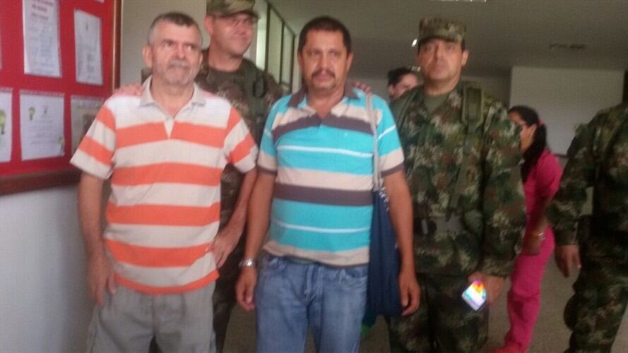 Jairo de Jesús Ospina y Humberto Hoyos habían sido secuestrados el pasado 6 de abril. Foto: Ejército Nacional