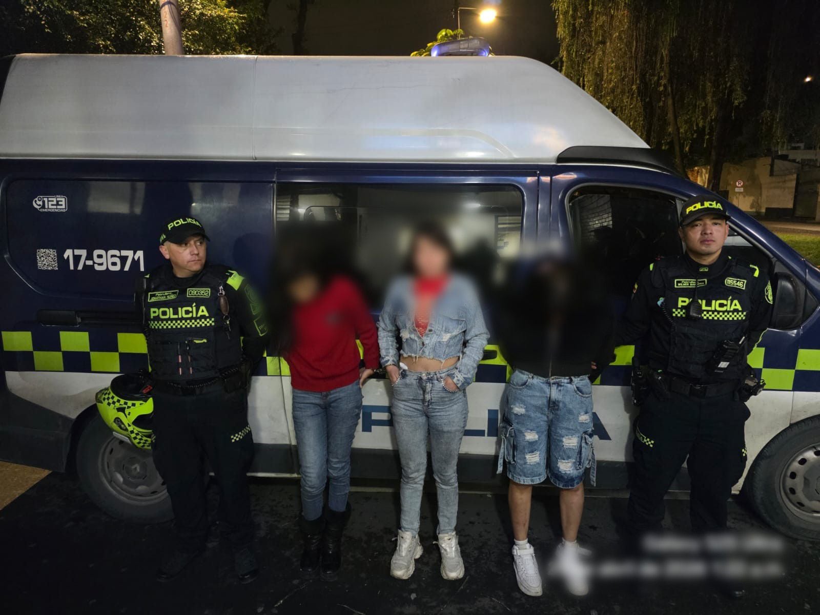 Captura de integrantes del ‘Trío del raponazo’. Foto: Policía