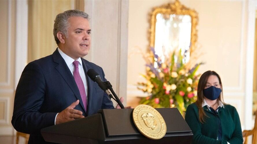 El presidente Iván Duque aseguró que las aglomeraciones son un camino hacia el rebrote y no se justifican para hacerse escuchar. Foto: Presidencia de la República