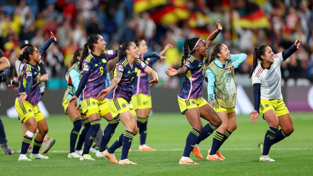 Selección Colombia Femenina celebra el triunfo ante Alemania en el Mundial de Australia y Nueva Zelanda (Photo by Sajad Imanian/DeFodi Images via Getty Images)