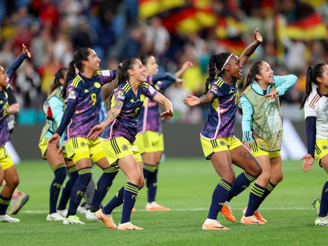 Selección Colombia Femenina celebra el triunfo ante Alemania en el Mundial de Australia y Nueva Zelanda (Photo by Sajad Imanian/DeFodi Images via Getty Images)