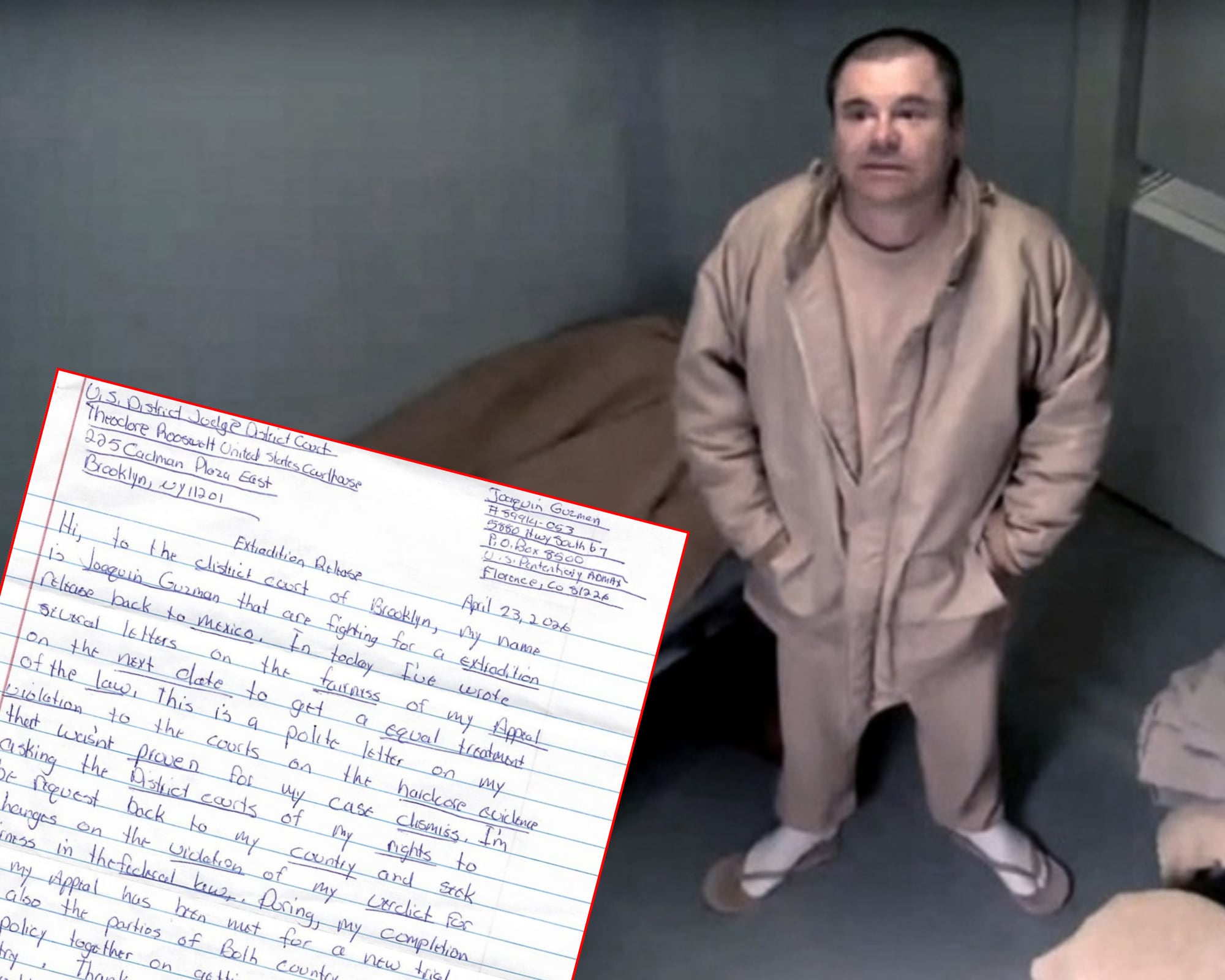Joaquín Guzmán, envió una carta al Distrito Este de Nueva York en la que asegura que hubo irregularidades en el proceso que resultó en su condena.
(Foto:   Caracol Radio / Cortesía)