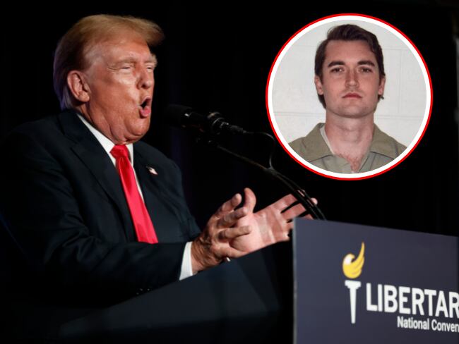 El expresidente Donald Trump y, en el círculo, Ross Ulbricht, creador del sitio web Silk Road que era considerado el sitio de venta de drogas en línea más grande del mundo.
(Foto: Getty / Caracol Radio)