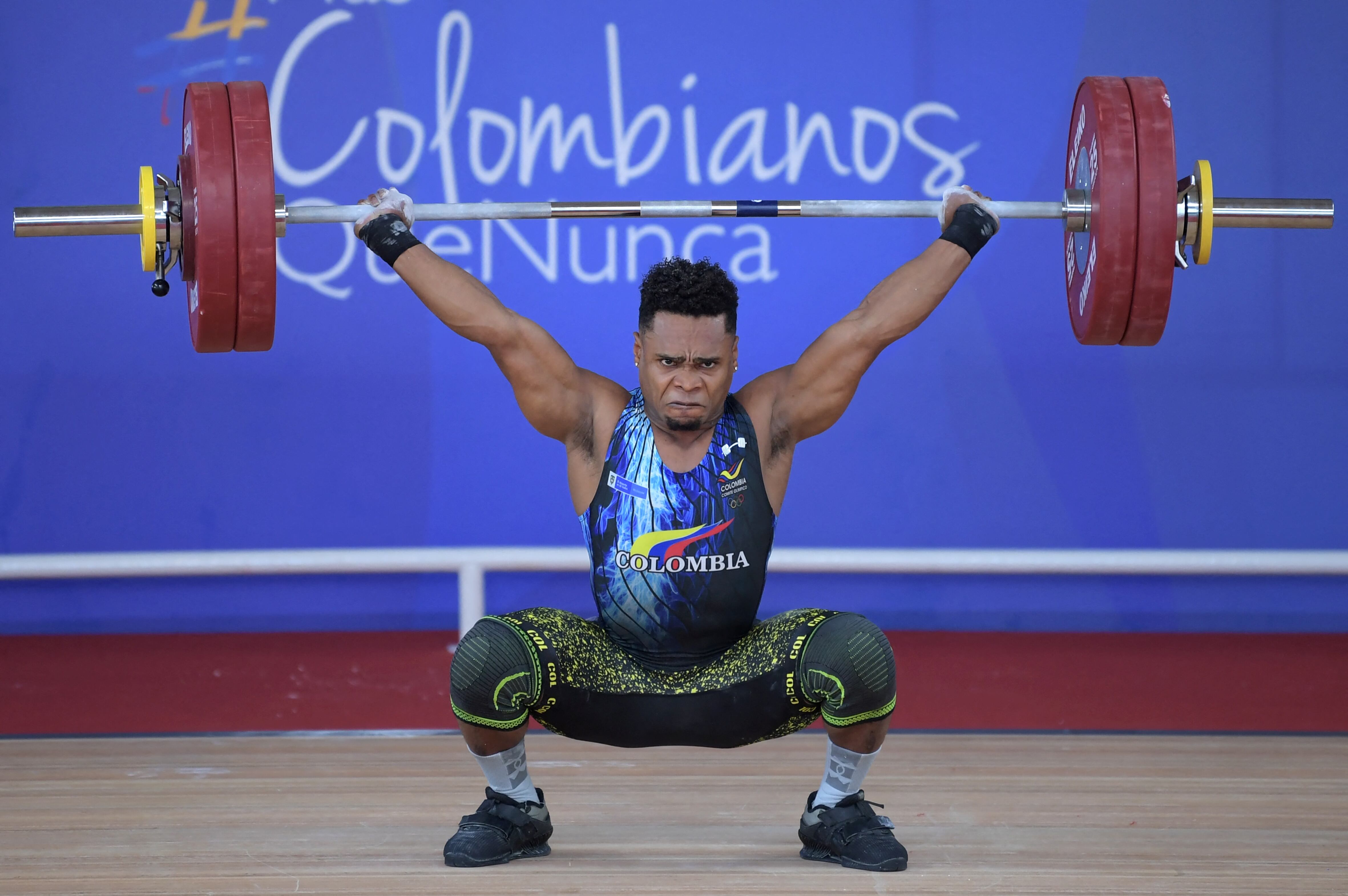 Francisco Mosquera, pesista colombiano. (Photo by RAUL ARBOLEDA/AFP via Getty Images)