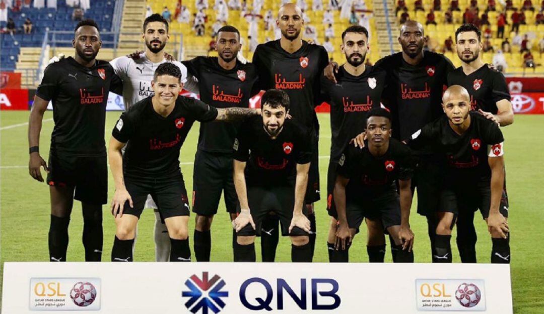 James Rodríguez en su primera titularidad con el Al-Rayyan.