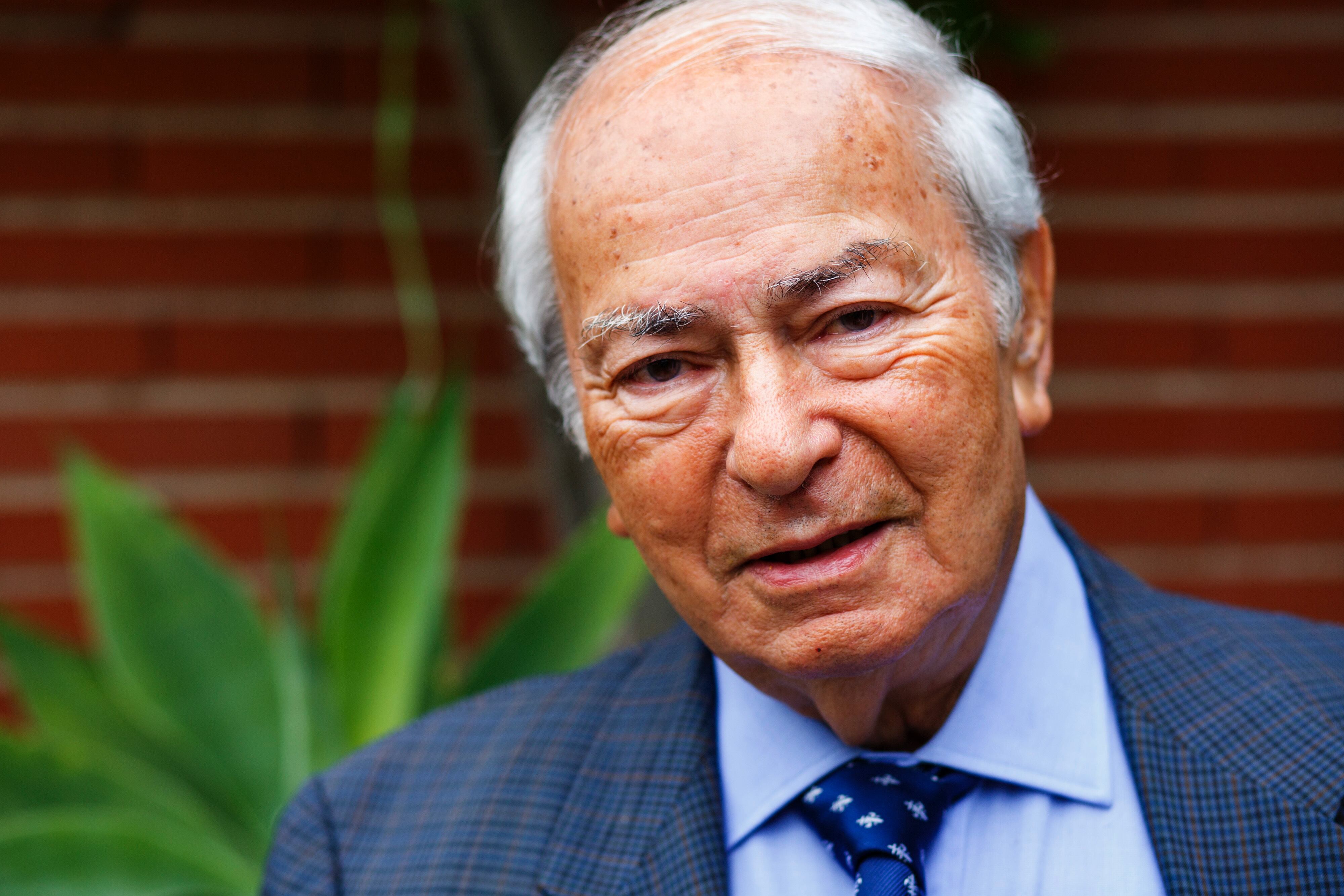 Italian journalist Riccardo Ehrmann (84) poses in his home in Madrid, Spain 15 October 2014. Ehrmann working for the Italian news agency ANSA news agency is credited as having asked East German Politburo spokesman Guenter Schabowski the question when the new travel regulations were to go into effect shortly before 07:00 pm on 09 November 1989. Photo: ANGEL NAVARETTE/dpa | usage worldwide   (Photo by Angel Navarrete/picture alliance via Getty Images)