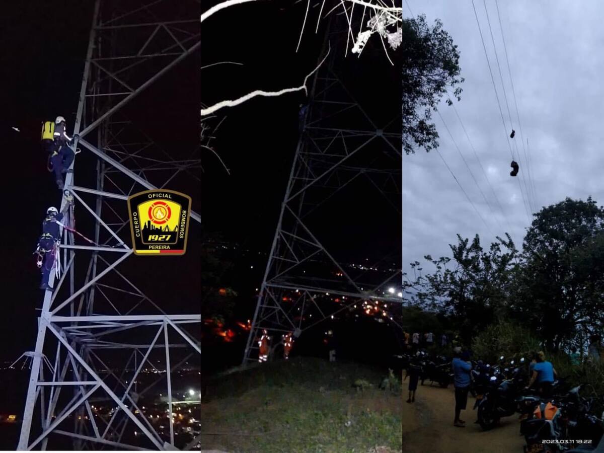 Rescatan parapentista que quedó colgado en líneas de alta tensión