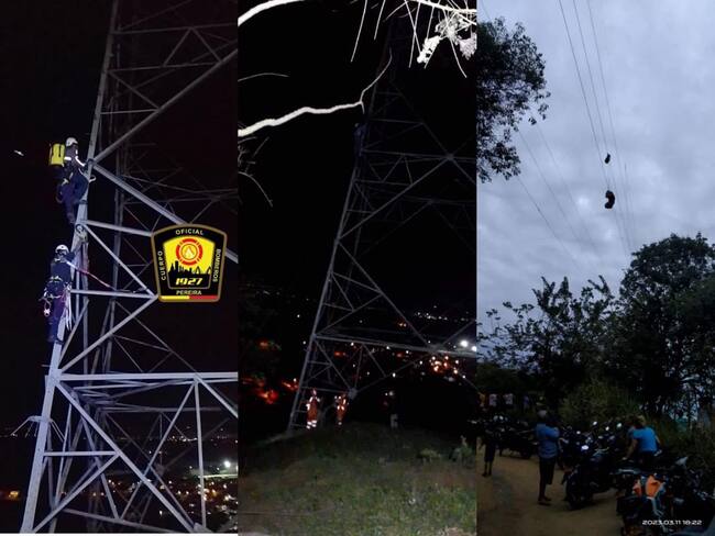 Rescatan parapentista que quedó colgado en líneas de alta tensión