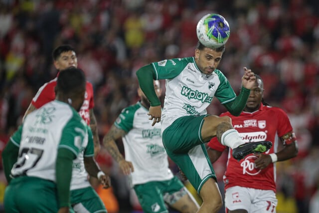 Andrés Steven Rodríguez durante el triunfo del Cali en Bogotá frente a a Santa Fe / Colprensa.