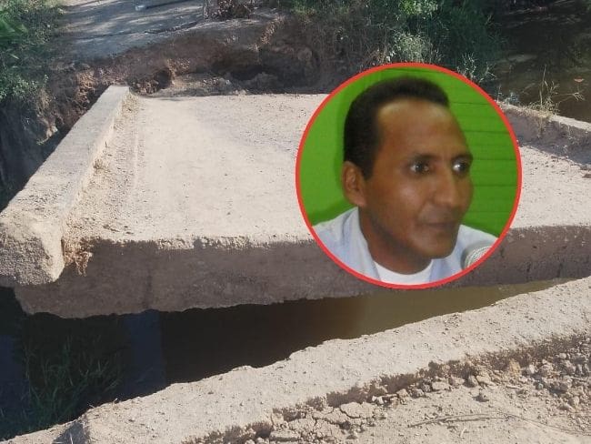 Medardo Romero Pacheco, vicepresidente de la Junta de Acción Comunal de León Abajo, reclama el arreglo del puente.