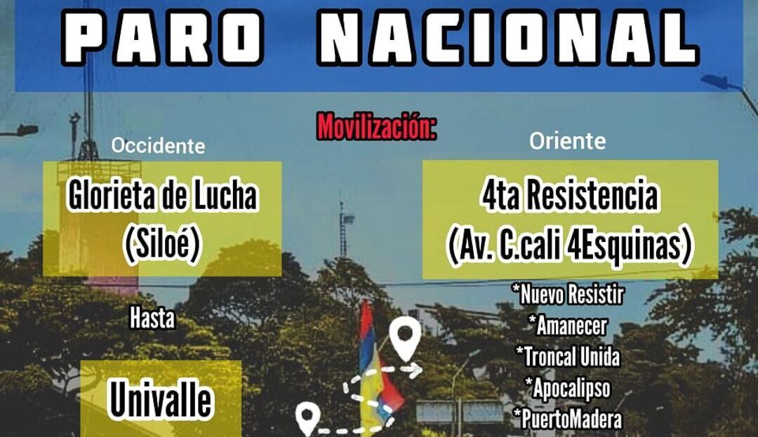 Recorrido de marchas y puntos de concentración en Cali