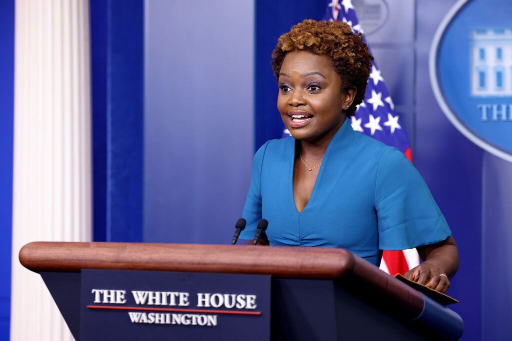 Karine Jean-Pierre. (Photo by Anna Moneymaker/Getty Images)