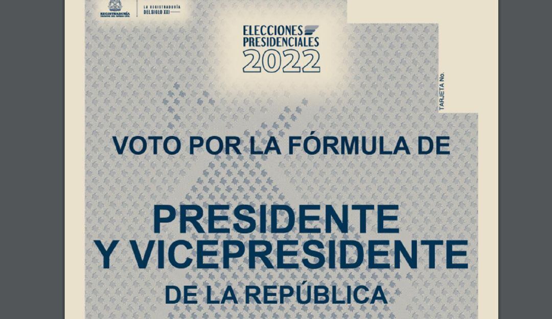 Tarjetón definitivo para las elecciones presidenciales en Colombia de este 29 mayo del 2022