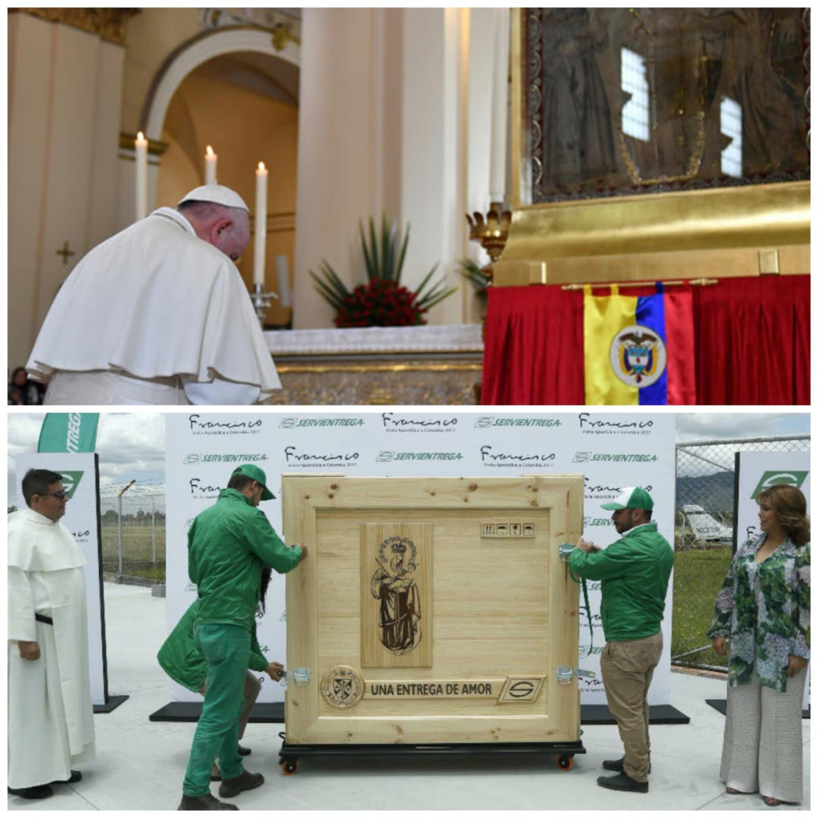 Encuentro entre el papa Francisco y el cuadro de la Virgen de Chiquinquirá