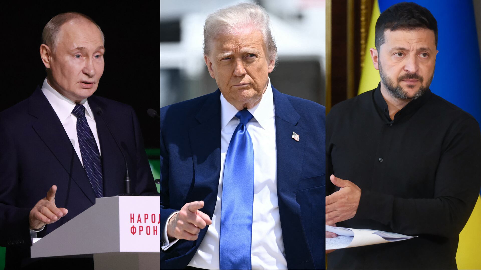 Donald Trump - Vladimir Putin - Volodimir Zelenski. Fotos: Getty Images.