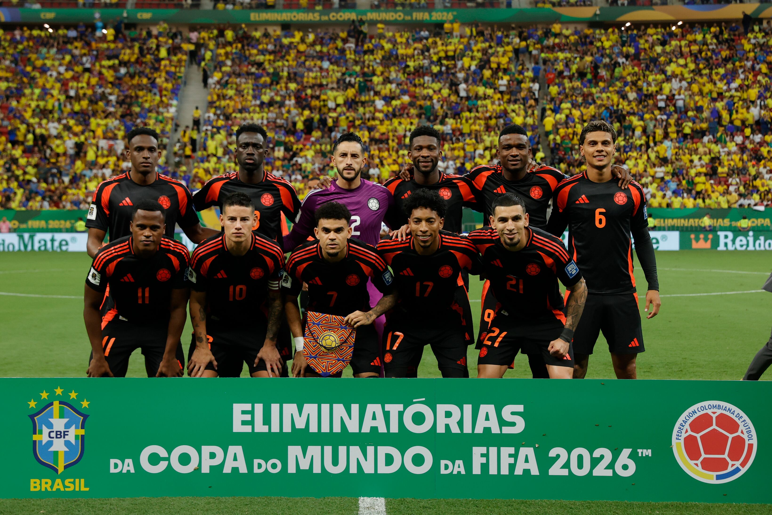 Selección Colombia en su partido ante Brasil por la fecha 13 (Brasil). EFE/ Andre Coelho