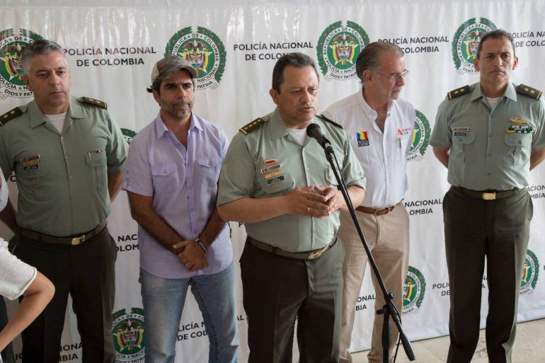 Director de la Policía Nacional, General Jorge Hernando Nieto, acompañado de autoridades locales