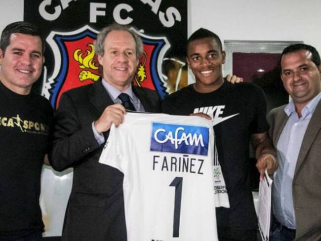 Wuilker Faríñez tras firmar su contrato con Millonarios en 2017