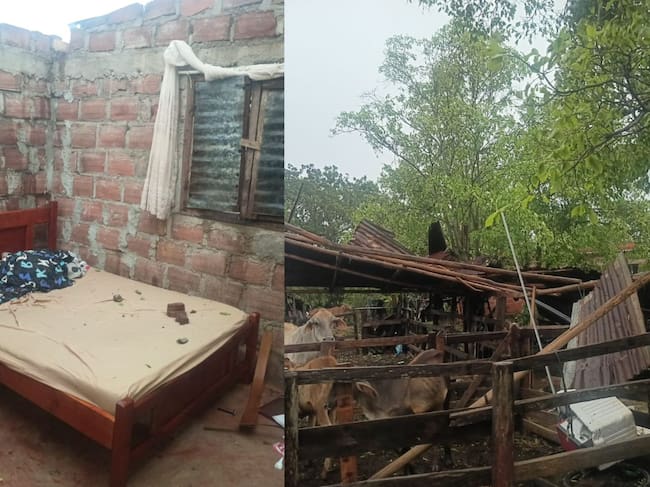 Así quedaron algunas viviendas afectadas por el vendaval en Ariguaní, Magdalena. Foto: Gobernación del Magdalena