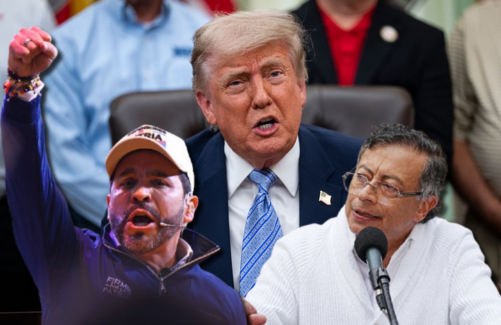 Abelardo de la Espriella, Donald Trump y Gustavo Petro. Foto: (Photo by: Andres Lozano/Long Visual Press/Universal Images Group via Getty Images) / (Photo by Al Drago for The Washington Post via Getty Images) / (Photo by Andres Rot/Getty Images)