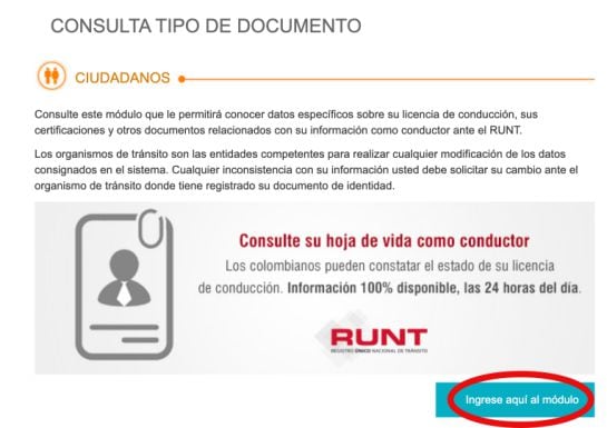 Proceso RUNT Licencia