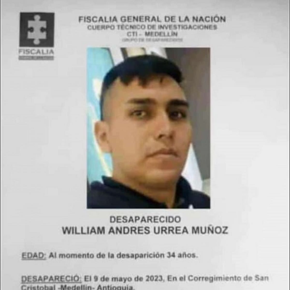 Dragoneante del INPEC lleva 13 días desparecido en Medellín