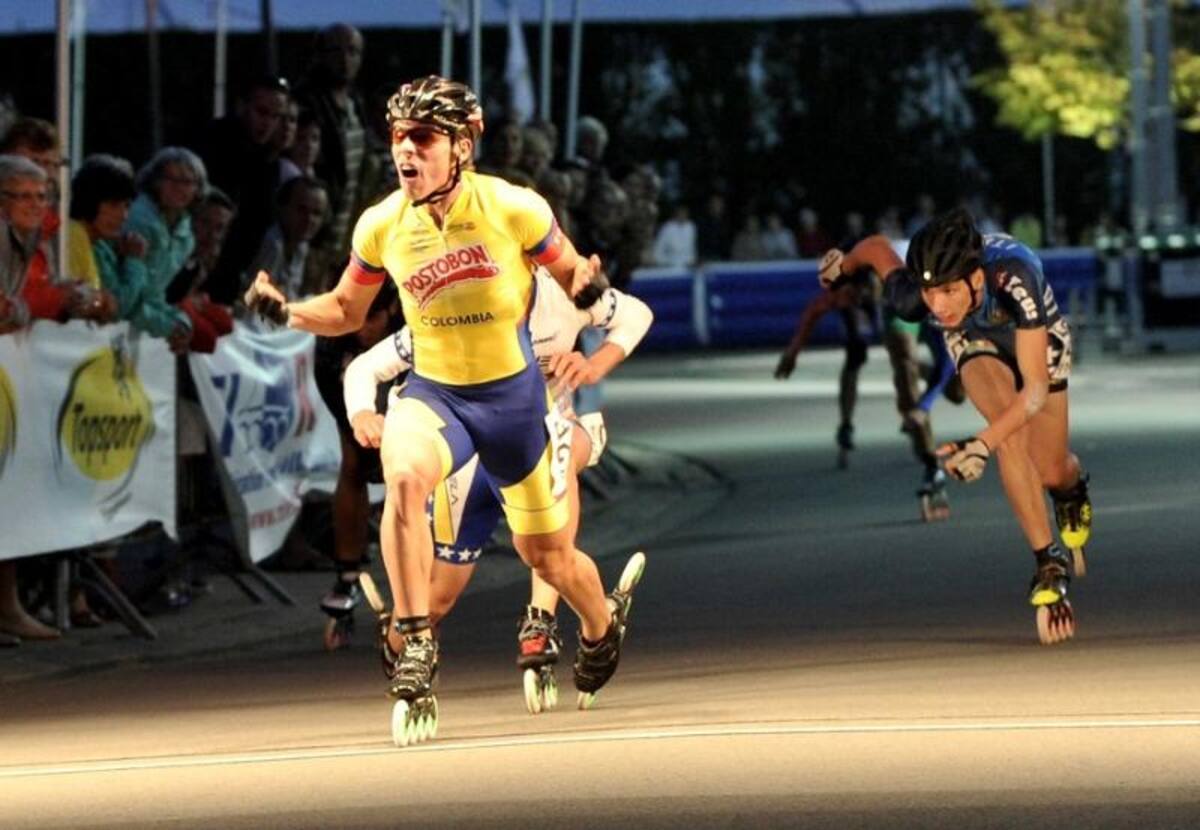 Andrés Felipe Campo medalla de oro en la prueba de los 500 metros sprint Juvenil Varones.