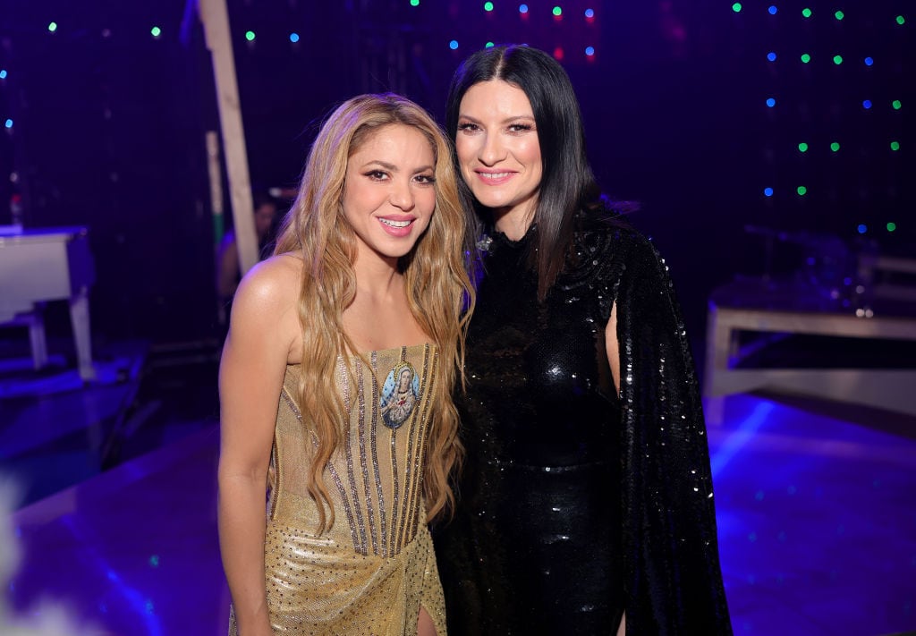SEVILLE, SPAIN - NOVEMBER 16: (L-R) Shakira and Laura Pausini attend The 24th Annual Latin Grammy Awards on November 16, 2023 in Seville, Spain. (Photo by Neilson Barnard/Getty Images for Latin Recording Academy)