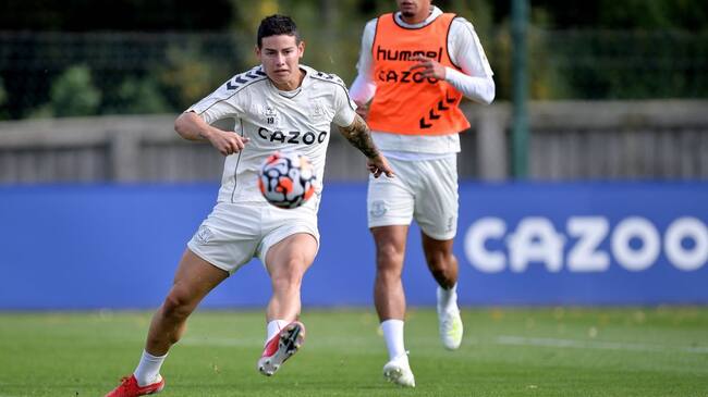 James Rodríguez en el entrenamiento con el Everton
