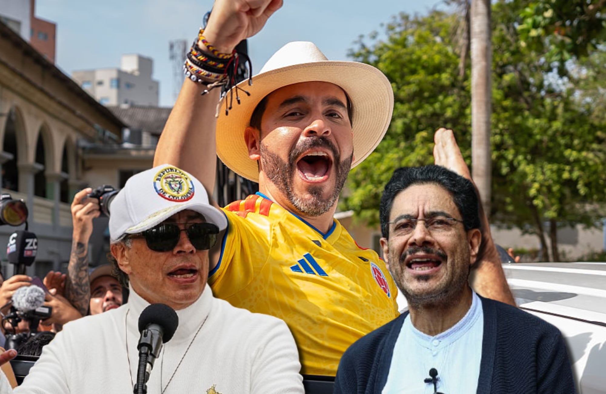 Abelardo de la Espriella, Gustavo Petro e Iván Cepeda. Fotos: (Photo by Leonardo Castañeda/Getty Images) / (Photo by Andres Rot/Getty Images) / (Photo by Lucas Aguayo Araos/Anadolu via Getty Images)