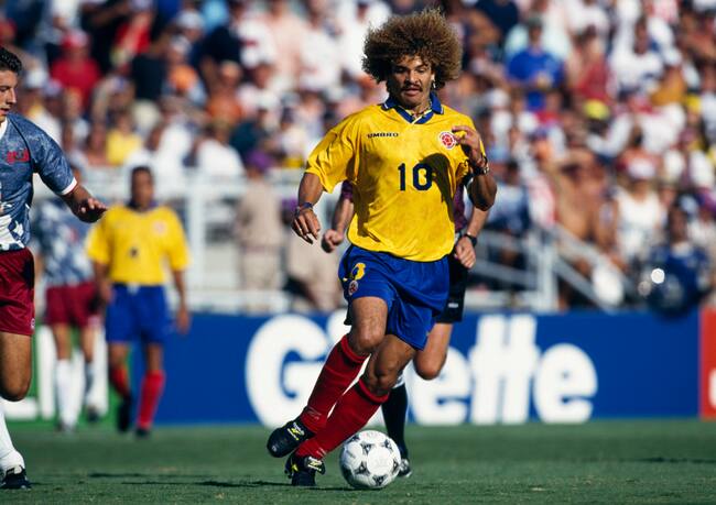 Carlos Valderama (Colombia) in action during a first round match of the 1994 FIFA World Cup against USA. USA won 2-1. (Photo by Christian Liewig/TempSport/Corbis via Getty Images)